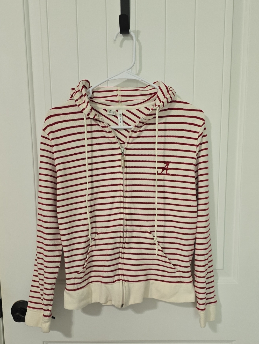 Alabama Striped Red & Cream Zip Hoodie